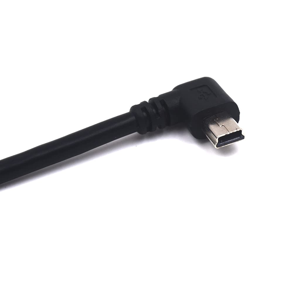 Kework 0.3 Meter Mini USB 5 Pin Extension Cable, Left Angle Mini USB Male to Female Extender Bolt Screw Lock Mount Cable, Sync Data & Charging