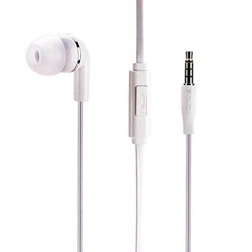 Premium Flat Wired Headset Mono Handsfree Earphone Mic Single Earbud Headphone Earpiece in-Ear [3.5mm] White for iPod Nano 5th, 7th Gen - iPod Touch…