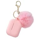 Protective Case Cover for Airpods Pro Charging Case, Upgraded Air Pods Silicone Case Skin with Soft Cute Ball Pom Pom Keychain Kit (A, Pink)