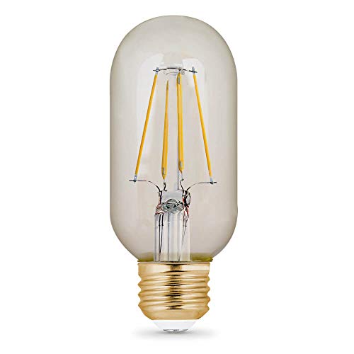 Feit Electric Vintage Exposed Filament Amber Glass LED T14 with a Medium E26 Base Light Bulb - 40W Equivalent - 10 Year Life - 300 Lumen - 2100K Soft