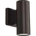 Progress Lighting P563001-020-30K Cylinders Collection 3" LED Modern Outdoor Small Up/Down Wall Lantern Light, 3-1/3 Inch Diameter, Antique Bronze