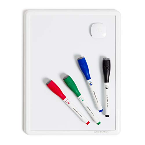 U Brands Contempo Magnetic Small Whiteboard, 8.5” x 11”, White Modern Frame, Mini White Board for Students, Fridge and Locker Dry Erase Board