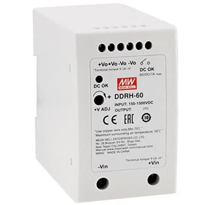 DDRH-60-12, DC-DC Converter; DIN Rail; 60W; 12V@5A; 150-1500VDC in; DDRH-60 Series
