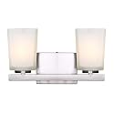 Canarm Hartley 2-Light Vanity Light in Brushed Nickel with Flat Opal Glass - Modern Bathroom or Powder Room Wall Fixture