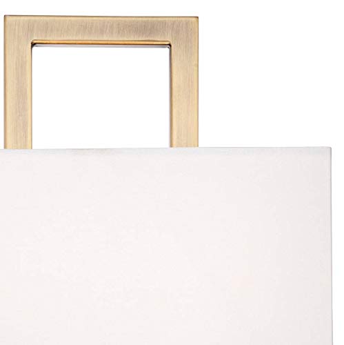 Possini Euro Design Modena Modern Wall Light Sconce French Brass Hardwired 9 1/2" Wide Fixture Shimmery Silvery Open Rectangular Shade Bedroom