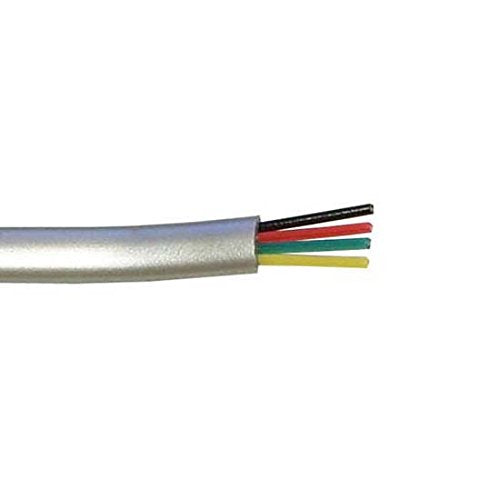 NAC Wire and Cables 250 Ft Flat Telephone Modular Cable Cord Silver Satin 4 Conductor Bulk 26 AWG Copper Stranded PVC Jacket Per Foot Line Telephone