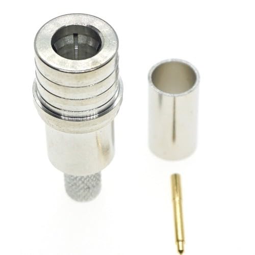 UCCKEYI 10Sets QMA Male Crimp RF Connector Designed for LMR195 RG58 RG400 RG142 Coax Cables 50 Ohm Straight Nickel-Plated Brass Type