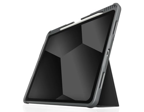STM Dux Plus Rugged Case for iPad Air 13" (M4/M3/M2)| Miltary Drop Protection Folio Stand w/Apple Pencil Storage, Anti-Slip, Kids Friendly, Clear