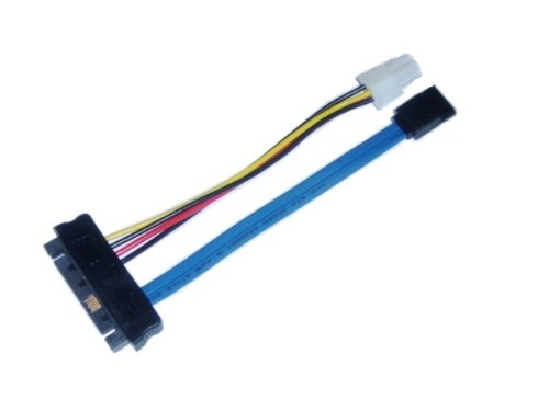 Micro SATA Cables|SAS Male to SATA 7 Pin and Molex 4 Pin Power Cable - 6 Inches