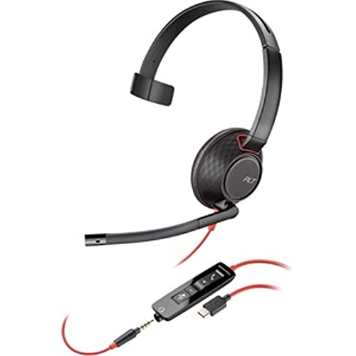 Plantronics - 207577-03 Blackwire C5210 Headset - Mono - USB Type A - Wired - 20 Hz - 20 kHz - Over-The-Head - Monaural - Supra-Aural - Noise