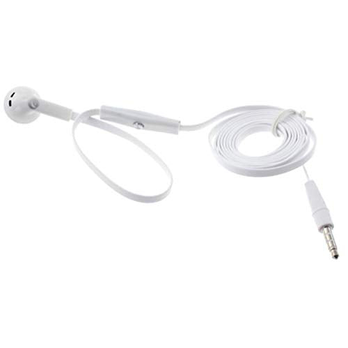 Mono Headset Compatible with LG V40 ThinQ Phone, Wired Earphone Single Earbud 3.5mm Headphone Flat White for V40 ThinQ Model