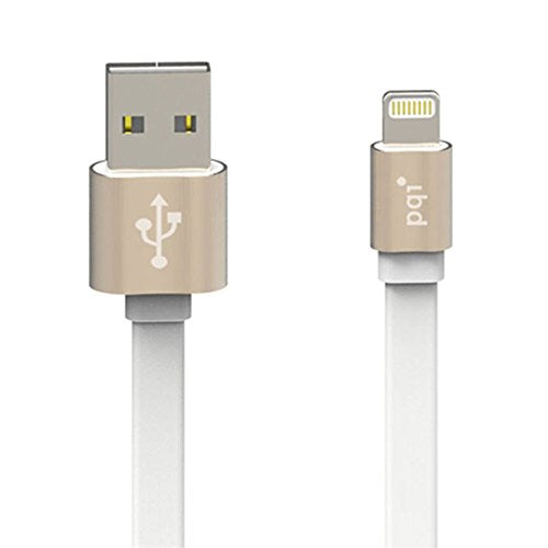 PQI Apple Certified Metallic Lightning to Reversible USB Flat Cable - 3 Feet (100 cm) - Gold