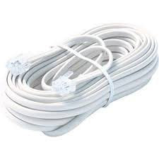 Bistras 50 Ft 4C Telephone Extension Cord Cable Line Wire, for Any Phone, Modem, Fax Machine, Answering Machine, Caller ID, White