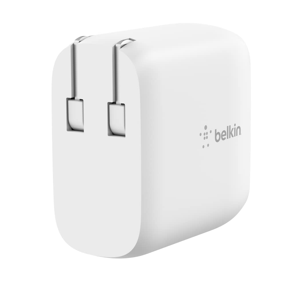 Belkin 40W Dual Port USB C Wall Charger Block - USB C Fast Charging for Apple iPhone, iPad, Samsung Galaxy Phone, & More - Programmable Power Supply