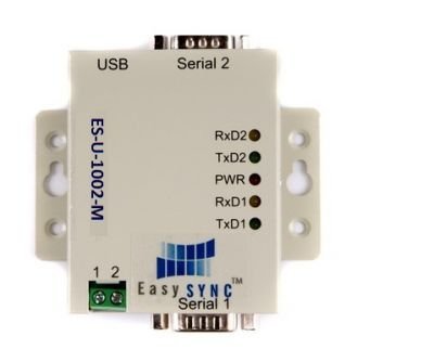 2 port USB to RS232 Adapter, DIN Rail option, Metal Case