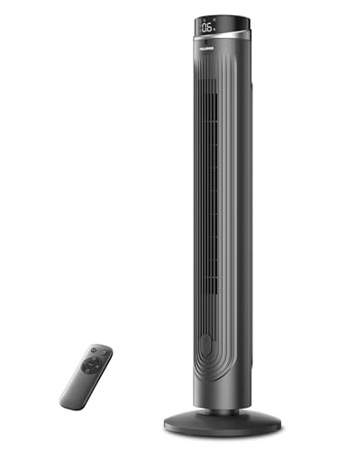 Pelonis 42-Inch Tower Fan for bedroom, Standing Fan with 90° Oscillation, 28ft/s, 5 Speeds & 4 Modes, Eco Mode, 12H Timer, 23dB Quiet, Remote Control