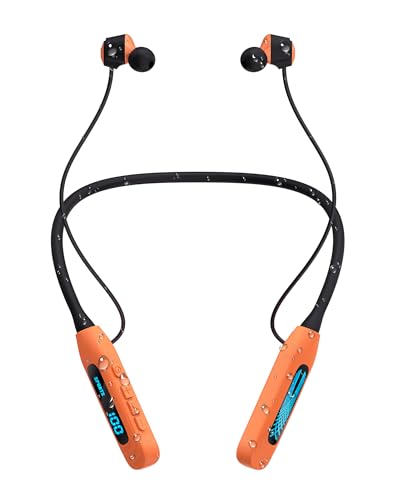 JL&MI Neckband Bluetooth Headphones, Wireless Sport Earphones with 80-Hour Battery and LED Display, Bluetooth 5.4 Magnetic Earbuds, Comfort Fit