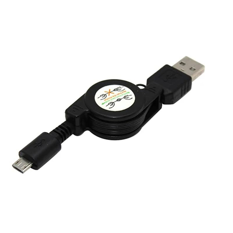 ThtRht 2 Pack Retractable Micro USB Cable Micro USB to USB-A 2.0 Cable Compact Retractable Micro B 5-Pin Cord for Charging & Sync Android Phone