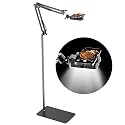 Floor Overhead Phone Tripod with Rechargeable Light for Cooking Videos, Move Around Phone Stand with Ring Light Content Creator Video Recording Selfie