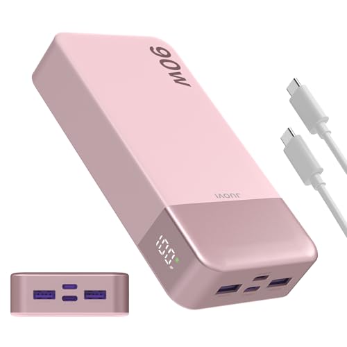 JUOVI Portable Charger, 90W Laptop Power Bank 20000mAh Portable Phone Charger, Power Bank Fast Charging with 2 USB-C & 2 USB-A Ports,Battery Bank