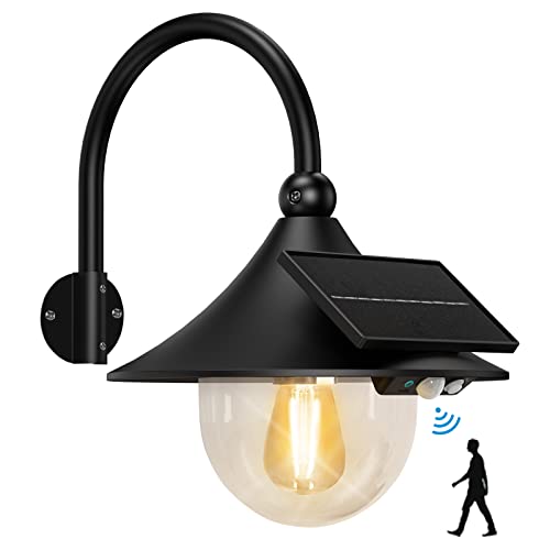 Aqonsie Solar Barn Light Outdoor with 3 Lighting Modes & Motion Sensing, Wall Mount Vintage Light, Waterproof Wall Light for Barn, Shed, Chicken coop