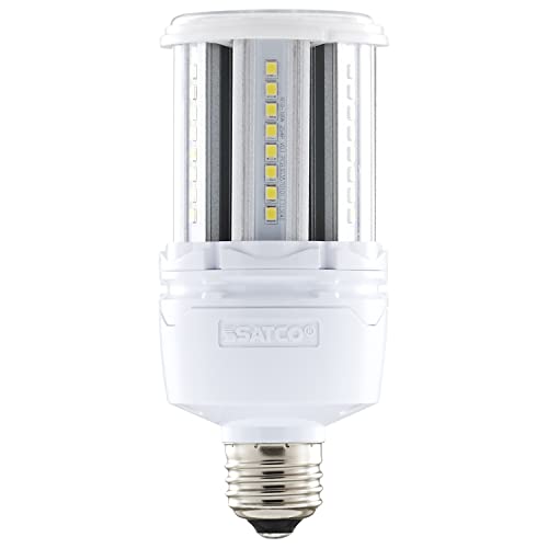 Satco 18W LED Corn Cob Light Bulb, HID Replacement for Garage & Commercial Lighting, 5000K Daylight, E26 Base, Ballast Bypass, Indoor/Outdoor