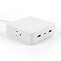 Limitless PowerPro 5-Device Charger with 2X USB Ports, 1x Type-C 20W Power Delivery Port, 2X AC Outlets, and 1,280 Joules of Surge Protection (White)