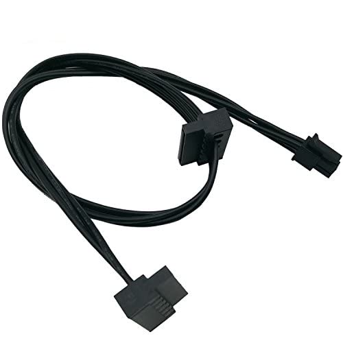 COMeap (2-Pack) SATA Power Cable for Lenovo Motherboard, ATX Mini 4 Pin to 2X Right-Angle SATA Hard Drive HDD Adapter 17.7-inch(45cm)