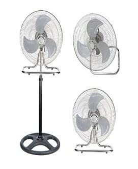 PrimeTrendz 18 Inch Industrial Grade High Velocity 3 in 1 Floor Stand Desk Wall Mount Oscillating Fan, 3 Speed Settings, 3 Blade, Black