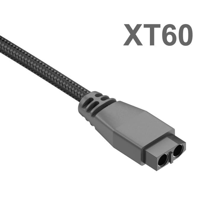 SlimQ 330w Charger XT60-5525 DC Cable, 330W Max Power, XT60 Male to 5.5x2.5mm DC Connector, Durable Black PVC with Gray Braided Design, 4.9ft (1.5m)