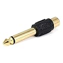 Monoprice 107149 6.35mm Mono Plug to RCA Jack Adaptor, Gold Plated