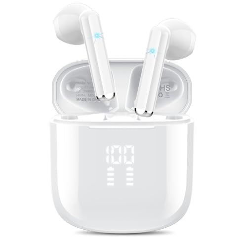 OYIB Wireless Earbuds, Bluetooth 5.3 Headphones with 4-Mics ENC Clear Call, Bluetooth Earbuds Touch Control 25Hour Stereo Sound with LED Power