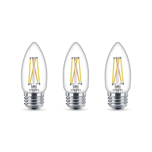 Philips LED Clear Non-Dimmable B11 Light Bulb - Pack of 3 - EyeComfort Flicker Free - 3.3W = 40W, 300 Lumen - Soft White (2700K) - E26 Base - Indoor