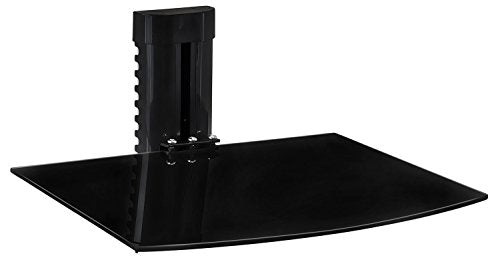 Mount-It! Floating TV Shelf, Tempered Glass, Aluminum Frame, Black
