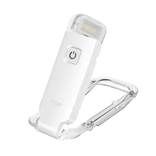 HONWELL Rechargeable Clip On LED Book Light, 3 Brightness Levels Dimmable Bookmark Light for Eye-Protection, Portable Reading Lamp for Bookworms