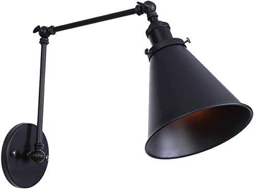 LZoahi Industrial Vintage Wall Mounted Light Sconces Wall Lamp Black Angle Adjustable Swing Arm Retro Bronze Wall Sconce Bedside Light Fixture