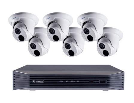GEOVISION GV-SNVR0812 Package 8-Channel 8MP 4K PoE NVR with 6 EBD2702 2MP WDR IR Eyeball IP Outdoor Dome Cameras (2.8mm Lens), 2TB HDD Included
