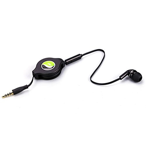 Premium Black Retractable Mono Headset Single Earbud Earphone Mic for Amazon Kindle, DX, Fire, Fire HD 6, HD 7 8 10 - Fire HD 8.9, HD8, HD10, Kids…