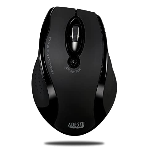 Adesso iMouse G25 Wireless Ergonomic Mouse, Black, 3 Levels Adjustable DPI