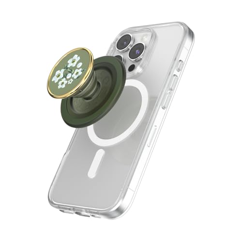 PopSockets Phone Grip for MagSafe, Magnetic Holder, Phone Stand, Green - Floral Relief