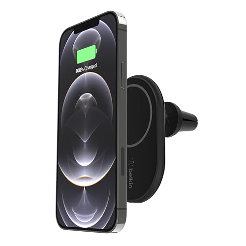 Belkin MagSafe-Compatible Magnetic Wireless Car Charger 10W - Wireless Charger, Magnetic Car Vent Phone Mount for iPhone 17, iPhone 16, 15, & 14