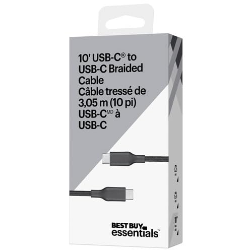 Best Buy essentials Phone Charging Cables & USB Accessories - Lightning, USB-C & USB Cables, USB Hubs & Power Accessories (USB-C to USB-C Cable, 10 ft
