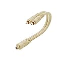 6" Inch RCA Demale to 2 Dual RCA Male Cable Y Adapter Python Gold Splitter Ivory Gold Plate Home Theater Jack Splitter Adapter Fully Molded Heavy Duty