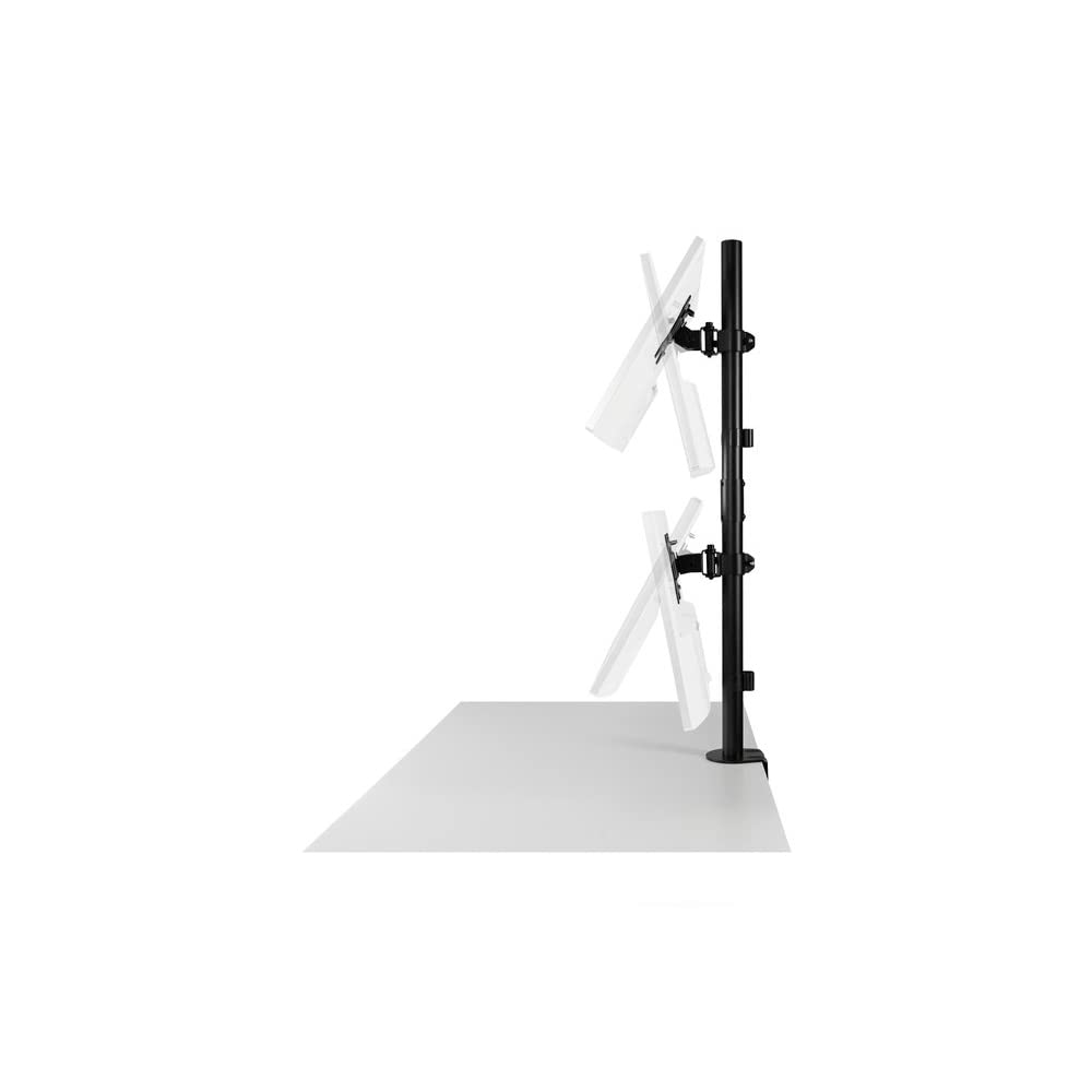 Kensington Stacked Monitor Mount with Vesa Mount, Vertical Dual Monitor Stand with Height Adjustable Handles, Pre-installed C-clamp Dual Monitor Arm