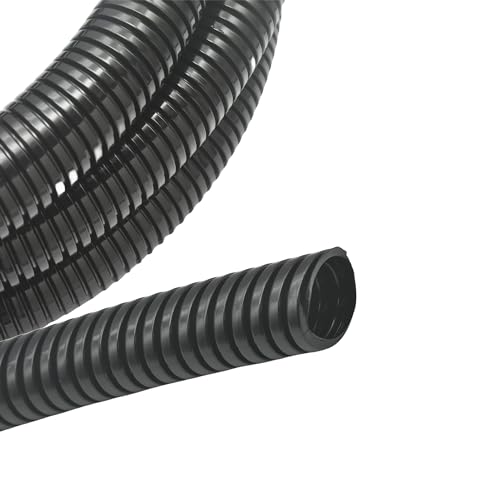 MyyYiTar 1/2in-10ft Wire Loom Conduit Protector Cable Sleeves Cover Hard Tubes for Outdoor Electrical Wire Management Organizer Kit - Black