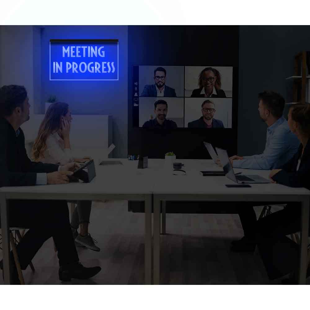 120175 Meeting in Progress Office Guests Quiet Display LED Light Neon Sign (12" X 8", Red)