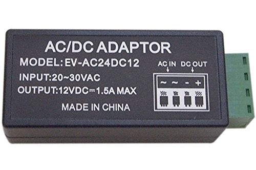 Evertech 24V AC to 12V DC 1.5A Power Converter Adapter for CCTV Security Camera