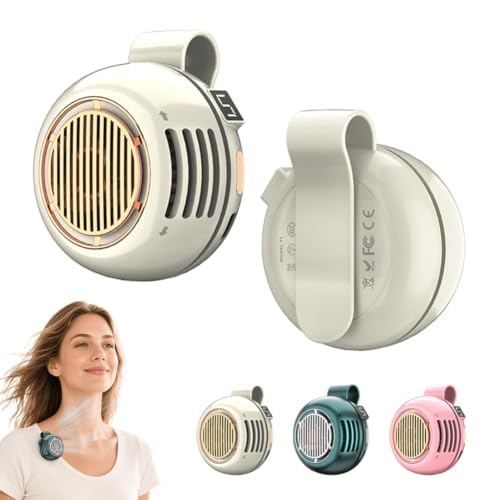 rmipwuab Portable Mini Bladeless Fan Clip On, Upgraded Hands-Free Personal Silent Cooling Fan with LED Display, 5 Speeds, 360° Adjustable Airflow, USB