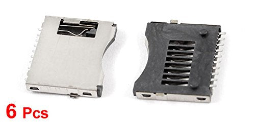 Uxcell a14061000ux0287 SMT SMD Cell Phone TF Micro SD Memory Card Slot Holder Sockets (Pack of 6)