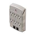 Surge Protector 6-Outlet Wall Mount Phone Modem 420 Joules Tap 120V Power Suppressor Phone Fax Modem Plug-in Wall Surge Protector 3-Line Protection